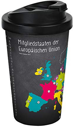 infinite by GEDA LABELS (INFKH) 12444 Schule Europa Mitgliedsstaaten der EU Coffee to go Becher, Thermosbecher, Mehrwegbecher, PP, Mehrfarbig