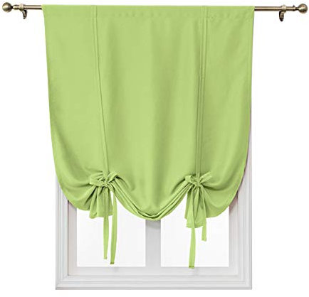 ele ELEOPTION Tenda Oscurante Semplice con Lacci, con Tasca per Asta, per Isolamento Termico, Oscurante, per Camera da Letto, Soggiorno, Cucina, Finestra Piccola, Poliestere (80x120cm, Verde)