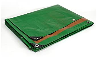 KALEMBAL Bâche Toiture 10x15 m - Très résistante - Etanche - Anti-UV - Verte et Marron - Oeillets