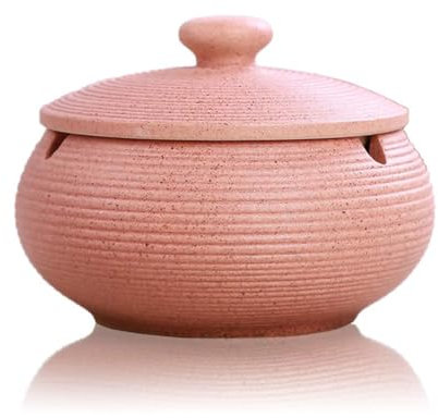 Lependor Aschenbecher aus Keramik mit Deckel, winddicht, Zigarettenaschenbecher für den Innen- oder Außenbereich , Aschenhalter für Raucher, Desktop-Aschenbecher für die Inneneinrichtung (Rosa)