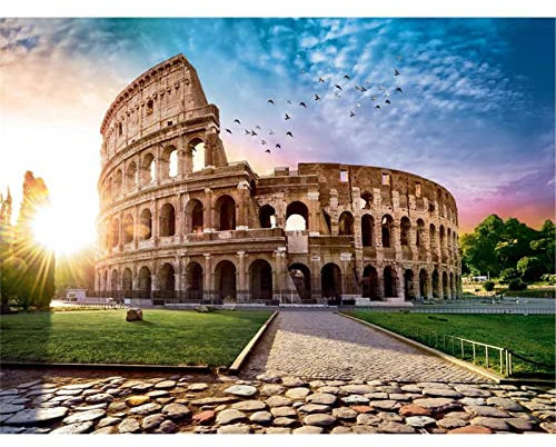 YSCOLOR Diamant Painting DIY 5D Würfel Diamant Mosaik Runde Diamant Malerei Rom Colosseum Stickerei Kreuzstich Europäischen Stil Schloss Gebäude 30X40Cm