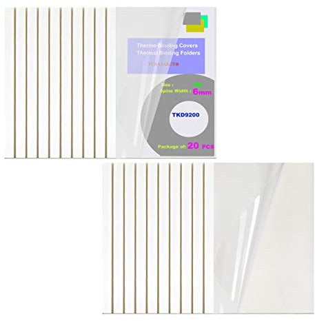 TUKA-i-AKUT [ 100x A4 6mm ] Thermobindemappen A4, Rückenbreite 6 mm, 100 Stück Thermo-Bindemappe für Thermo-Bindemaschinen, Bindergeräte, Binderücken | 100er Pack in Weiß, TKD9200 White A4-100x