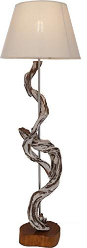 Guru-Shop Lampadaire/lampadaire, Fabriqué à la Main à Bali à Partir de Matériaux Naturels, Bois, Coton - Modèle Jameda, Lerotin, 100x32x32 cm, Lampes sur Pied en Matériaux Naturels