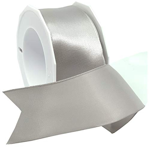 Morex Ribbon 09609/10-631 Satin mit Draht Band, Polyester, silber, 1-1/2 inch by 10 yards, 9 Meter