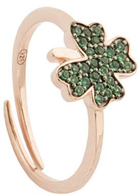 Anello placcato oro rosa con quadrifoglio di zirconi