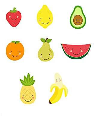 8 parches rodillera infantil serigrafiados para planchar en la ropa. Aplicaciones termoadhesivas para reparar y decorar pantalones, chaquetas, jerseys, mochilas (Frutas)