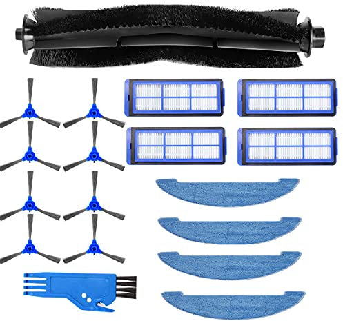 Fantisi Zubehör kompatibel mit Hosome G9070 Staubsaugerroboter, Ersatzteile Set mit 1 Rollenbürste, 4 Filter, 8 Seitenbürsten, 1 Reinigungsbürste, 4 Wischmopps