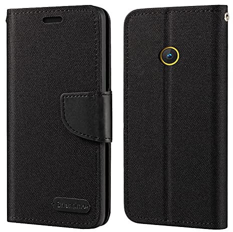 Oxford Fabric PU Leather Flip Wallet Case Compatible with Nokia 110 4G 2021, Durable Protective Cover with Card Slots and Magnetic Closure (Black)
