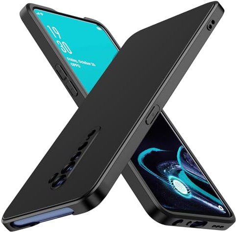 ivoler Silikon Hülle für Oppo Reno2 / Oppo Reno 2 mit Kameraschutz, Ultra Dünne Weiche Stoßfest Schutzhülle Flexible TPU Matte Schwarz Handyhülle Kratzfest Case Cover