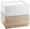 HOMCOM Nachttisch mit Schublade Nachtschrank stapelbar Schubladenschrank Schlafzimmer Nachtkommode Spanplatte Weiß+Natur 50 x 40 x 47,5 cm