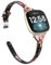 Minyee Kompatibel mit Fitbit Versa 4/Versa 3/Sense 2/Sense, Schlankes und Dünnes Lederarmband für Damen, Rosa Blumenmuster
