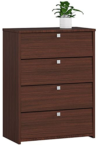AKORD Zapatero con 4 Compartimentos y 4 Puertas abatibles | Puertas abatibles | Armario de Zapatos Cerrado | Contenedor de Zapatos | L60 x H80 x P33 cm, Peso 29 kg | Color: Wengé