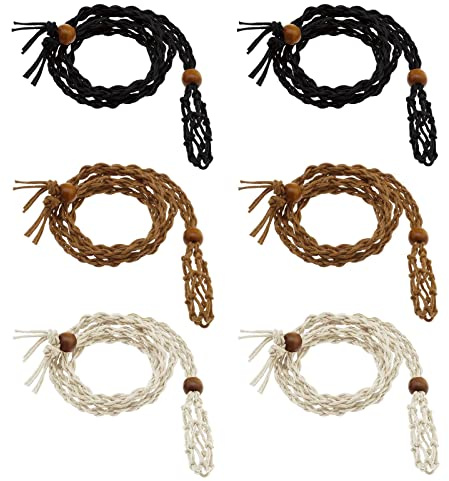 The Lord of the Tools 6PCS Empty Stone Pendant Necklace Holders Adjustable Hand-Woven Wax Ropes Crystal Ornament Necklace Cords for Jewelry Making Black Coffee Beige