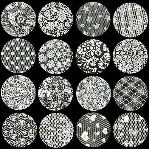 16Pcs/Set Nail Art Decor Beauty Starry Sky DIY Transfer Paper Nail Art Sticker Black White Lace Nail Foil Set(white)