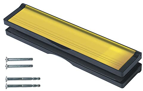 Keypak 12 inch (30.6cm) Door Letterbox - Fits 40-80mm Doors, Anti-Snap Flap, Internal Draught Excluder, Adjustable Letter Box for UPVC Composite Wood Doors (Black/Polished Gold)