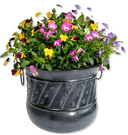 DARO DEKO Metall Pflanzkübel schwarz-grau Ø 41cm Blumentopf Blumen-Kübel übertopf Pflanz-Topf