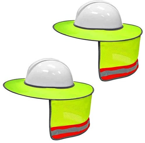 Hard Hat Sun Shield Hard Hat Sunshield Hard Hat Visor Neck Shade Sun Visor Full Brim Neck Sunshade Cover for Hardhat Hard Hat Sun Shade Accessories Reflective Strip Neck Protection Hard Hat Visor 2PCS