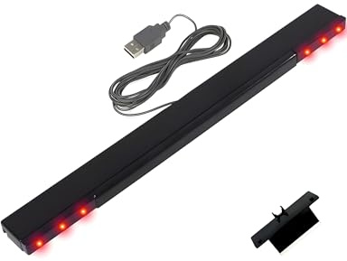 Wii Sensor Bar Replacement for Nintendo Console - Wired USB Infrared IR Light Stand for Wii U Motion Ray Dolphin（Black）