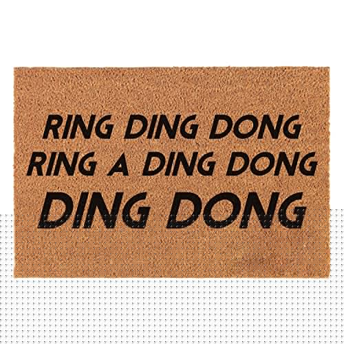 Lustige KokosfaserFußmatte, Ring Ding Dong Ring A Ding Dong Ding Dong Fußmatte Willkommen Veranda Dekor Fußmatte für den Eingang Way Indoor & Outdoor personalisierte Teppiche rutschfeste Kokosfaser