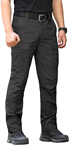 CARWORNIC Pantalon tactique militaire imperméable pour homme, Noir , 34W x 32L
