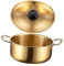 Housoutil Ramyun Pot, Stainless Steel Korean Ramen Pot, Golden Camping Pan, Noodles Cooking Pot with Lid for Noodle Soup Pasta Egg