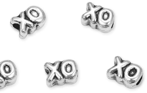 XO MEC-B3 Perlen mit großem Loch, lose Perlen (Lochgröße 4,5 mm), Antik-Silber, Metall-Abstandshalter für Ohrringe, Armbänder, Halsketten, Fußkettchen, Schmuckherstellung, 20 Stück