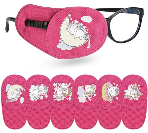Hifot 6 pièces Cache Oeil Enfants,Réutilisable Cache Oeil Medical pour Amblyopie Strabisme Orthoptiste, Papillocache-œil Cache-œil Couvre Lunettes Eye Patches pour Fille Garçon