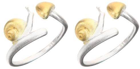 Abaodam 2stücke Einstellbarer Silberschmuckring Mit Pilz Und Schnecken-design Modischer Statement- Für Frauen Für Partys Und Alltag Als Für Besondere Anlässe