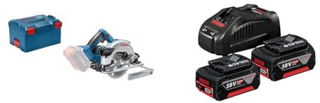 Bundle of Bosch Professional 18V System Akku Kreissäge GKS 18V-57 G (Sägeblatt-Ø: 165 mm, Schnitttiefe: 57 mm) + Set de batteries (2x batteries GBA 18V 5.0Ah + chargeur rapide GAL 1880 CV)