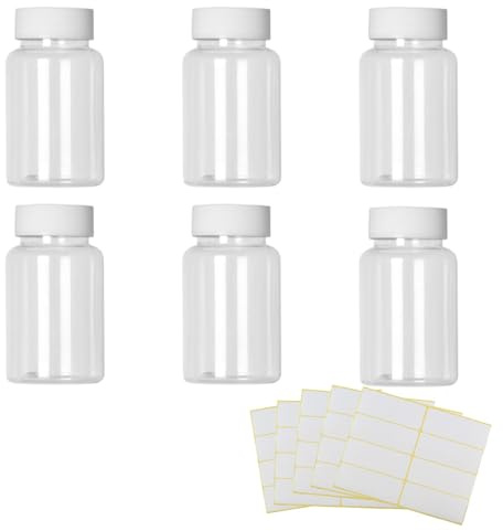 NUDFSY 6Pcs Pill Bottle, 80ml Medicine Bottles, Compact and Convenient Pill Bottles, Pill Pots Applicable To/Lotion/Liquid/Powder/Small Sample/Jewelry/Family/Travel/Camping