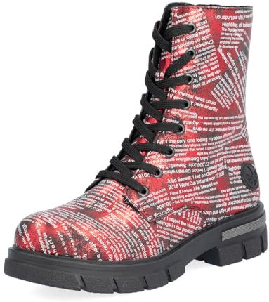 Rieker Damen Biker Boots Z9120, Frauen Stiefeletten,halbstiefel,Kurzstiefel,uebergangsschuhe,uebergangsstiefel,flach,Stiefel,rot (35),36 EU / 3.5 UK