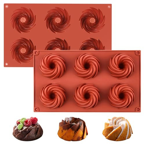 Socluer 2 Stück Mini Silikon Gugelhupfform, Gugelhupf Kuchenform, Antihaftbeschichted Backformen für Kekse, Bagels, Muffins