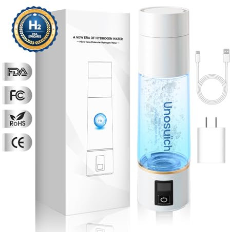 Unosuich Micro Nano Botella de agua de hidrógeno, generador de botellas de agua rico en hidrógeno, taza de agua con infusión de gas H2 molecular, jarra, hervidor, ionizador, PEM SPE de 10