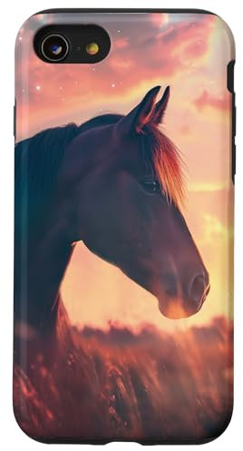 Hülle für iPhone SE (2020) / 7 / 8 Pferd Sonnenuntergang Reiten Pferdebesitzer Pferd Mädchen