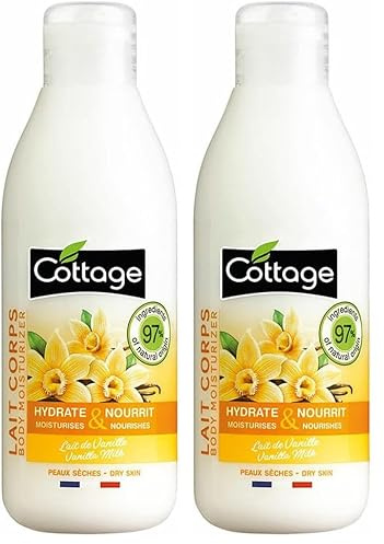 Cottage Körpermilch spendet Feuchtigkeit & nährt – sehr trockene Haut – Vanillemilch – 97% Inhaltsstoffe natürlichen Ursprungs – 200 ml (Packung mit 2)