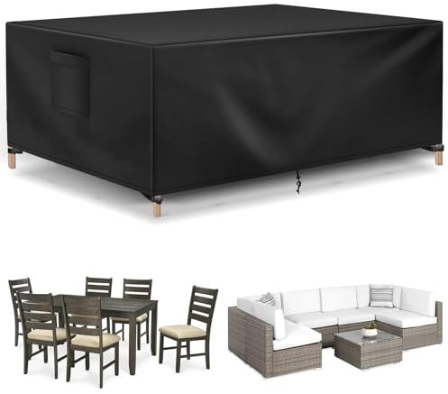 ytwkafa Housse Table De Jardin, 420d Tissu Oxford Housses pour Mobilier De Jardin RéSistant à l'eau, à La PoussièRe Et Aux UV, Housse Salon De Jardin Exterieur, Bache Table De Jardin (213x132x74cm)