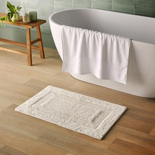 Silentnight Supersoft Bathmat White - Super Soft & Super Absorbent 100% Cotton BCI - Quick Drying Plush Texture Non-Slip Base Bathmat - 80 x 50cm - Machine Washable, White