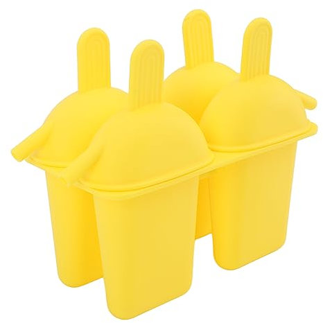 Qukaim Heladera de silicona para hacer helados, portátil, con 50 palitos, ideal para uso doméstico, color amarillo
