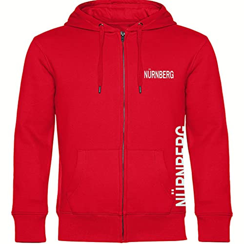 multifanshop Kapuzen Sweatshirt Jacke - Nürnberg - Brust & Seite - Druck weiß - Sweat Größe L rot