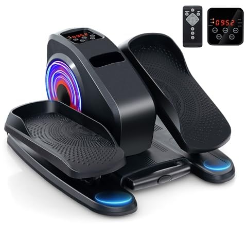 COSTWAY Mini Ellipsentrainer Untertisch, elektrischer Crosstrainer mit LED-Anzeige & Fernbedienung, Bewegungstrainer Stepper für Zuhause, tragbarer Pedaltrainer für Erwachsene, Senioren