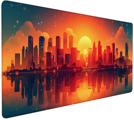 Alfombrilla Ratón Ocaso, Alfombrilla Ratón XXL 700x300x3mm, Gaming Mouse Pad con Base de Goma Antideslizante, Alfombrilla Raton Impermeable para Accesorios Pc Gaming, Regalo Mujer, Naranja G-1-8