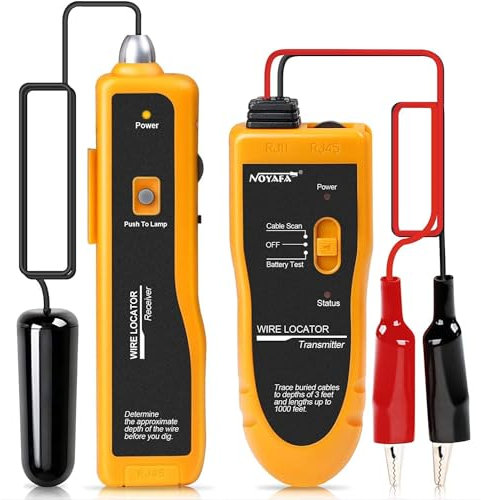 NOYAFA NF-816 Underground Wire Locator, Underground Cable Locator for Pet Fence Buried Sprinkler Valve, Locating Irrigation Tone Generator Kit Probe, Electrical Wire Tracer with Earphone