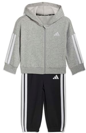 adidas Unisex Baby Essentials Jogger Track Suit, medium grey heather/white, 12-18 Months