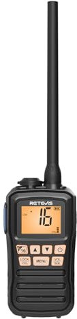 Retevis RM01P VHF Marino Portatile, Vibrazione Galleggiante 88 Canali, 1750mAh, Tipo C, Marine Walkie Talkie Impermeabile IP67, RM01 Versione Aggiornata per Barche da Pesca (Nero, 1 Pz)