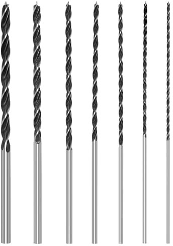 Holzbohrer Set, 7tlg Schlangenbohrer 4, 5, 6, 7, 8, 10, 12mm X 300mm Balkenbohrer Lange Schalungsbohrer, Lange Holzbohrer Holzspiralbohrer für Hartholz Sperrholz Ziegelsteine