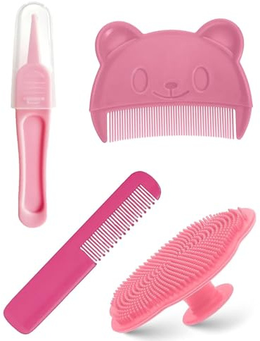 SCJJZ Babyhaarbürsten,4 Stück Baby HaarbüRste Milchschorf Kamm Baby Schorfkamm Baby Milchschorf Baby Entfernen Baby Badebürste für Kinder und Neugeborene,Milchschorf und Geschenk zur Geburt