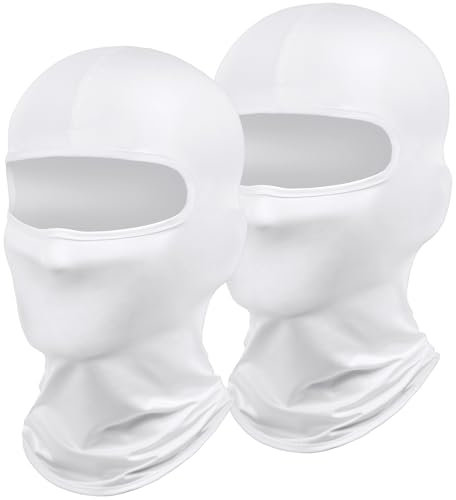 DiULi Balaclava Ski Face Mask, 2Pcs White Ski Mask UV Protector Scarf for Men/Women Lightweight Neck Warmer Cycling Multi-Purpose Balaclavas for Helmet Motorcycle Cycling Running Racing