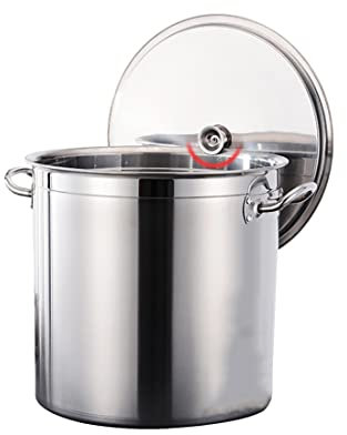 Stockpots Large Deep Stainless Steel Stockpot 20L-98L, Professional Induction-Safe Stainless Steel Stock Pot with Lid, Suitable for All Stove, Onecolor-20 Litres
