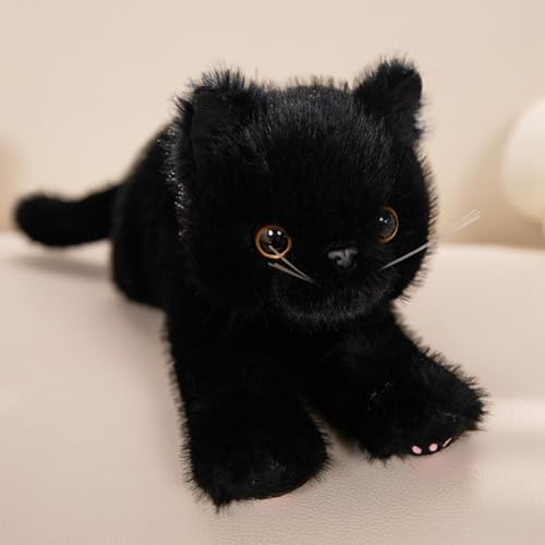 champracer Simulation Kurzhaar Nette Katze Puppe Kuscheltier Katze,Weighted Cat,für Gastgeschenke Begleiter Schlafzimmer Auto Heimdekoration Sammlergeschenk für Kinder (53cm,Schwarz)