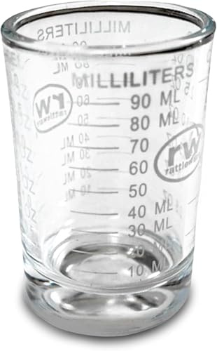 Rattleware 3oz Measuring Shot Glass Clear Espresso 2-Pc Barista Glass in ML